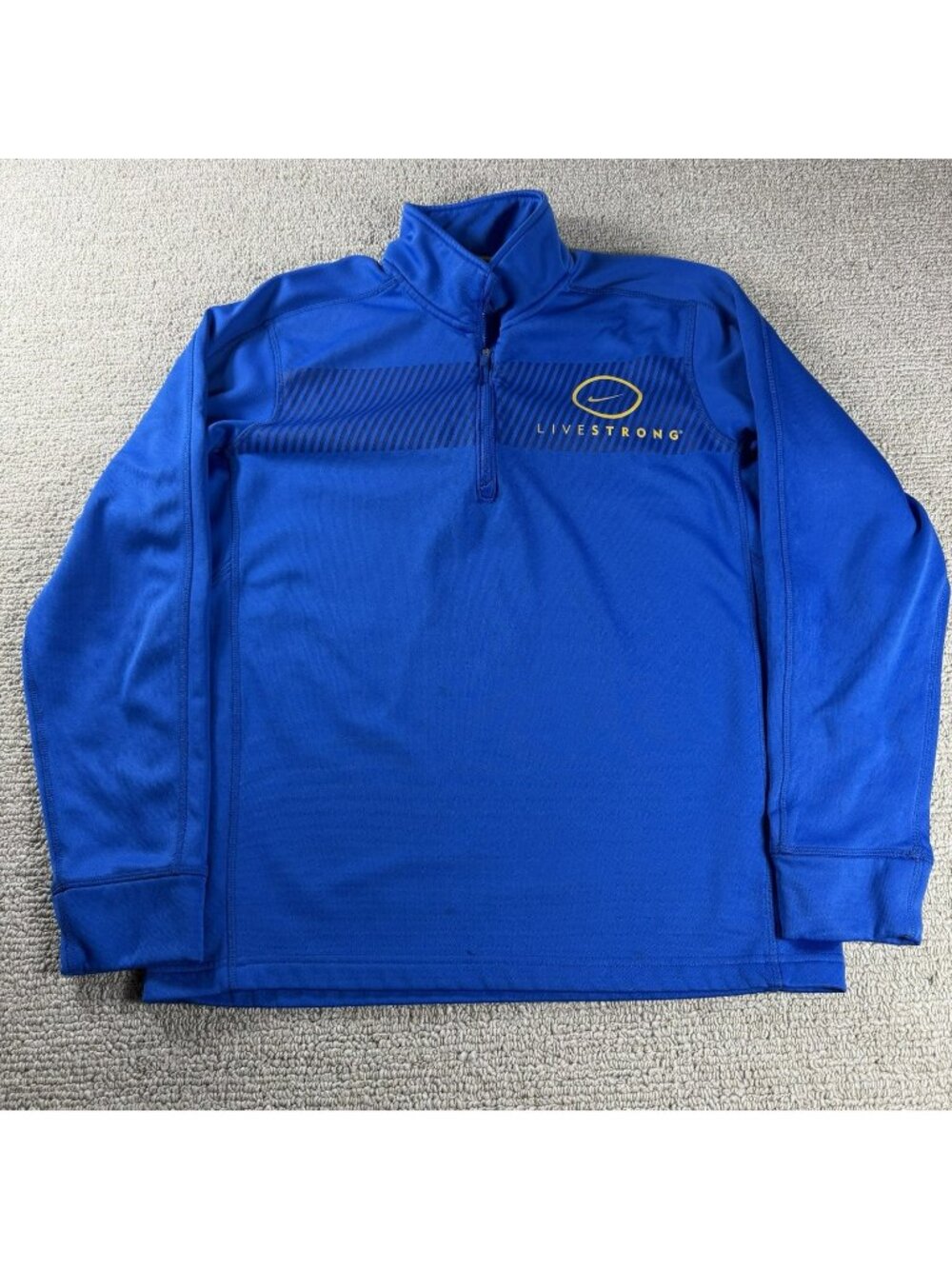 Nike Livestrong 1/4 Zip Lightweight Shirt Blue Yellow Men’s Size Medium